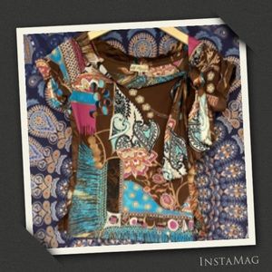 Blumarine 100% Silk floral paisley top blouse S